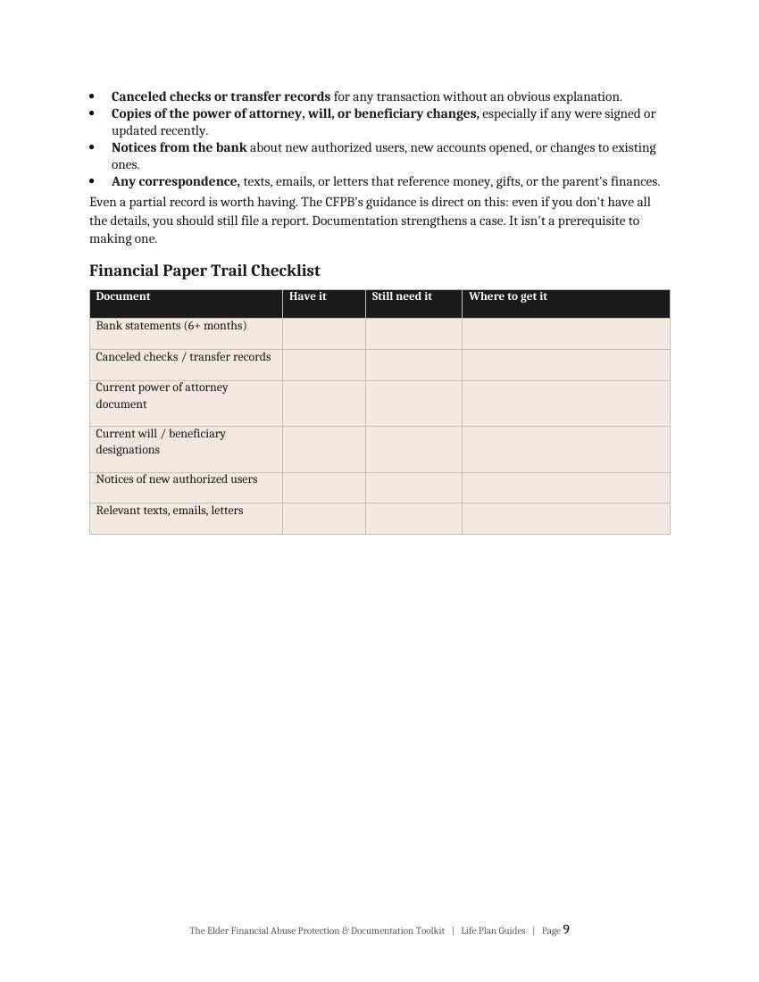 The Elder Financial Abuse Protection & Documentation Toolkit