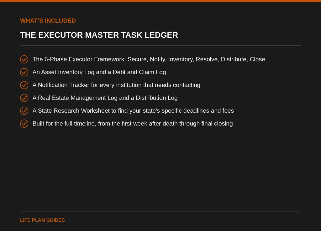 What's included in the Executor Master Task Ledger