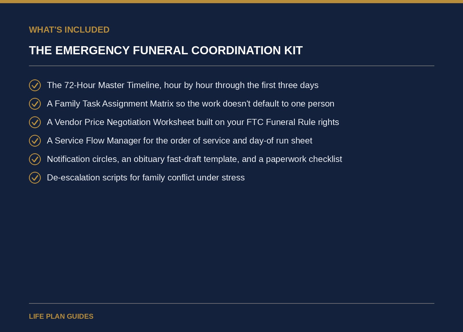 What's included in The Emergency Funeral Coordination Kit