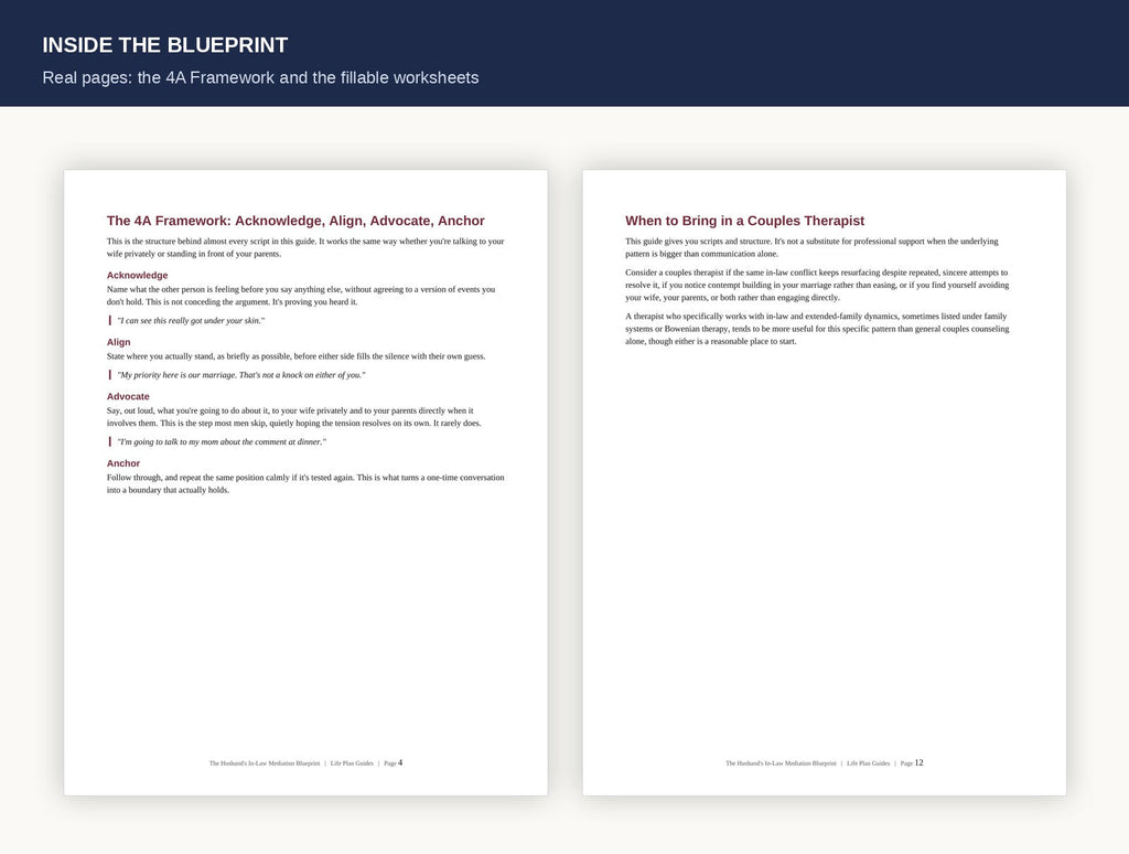 Inside preview of the In-Law Mediation Blueprint