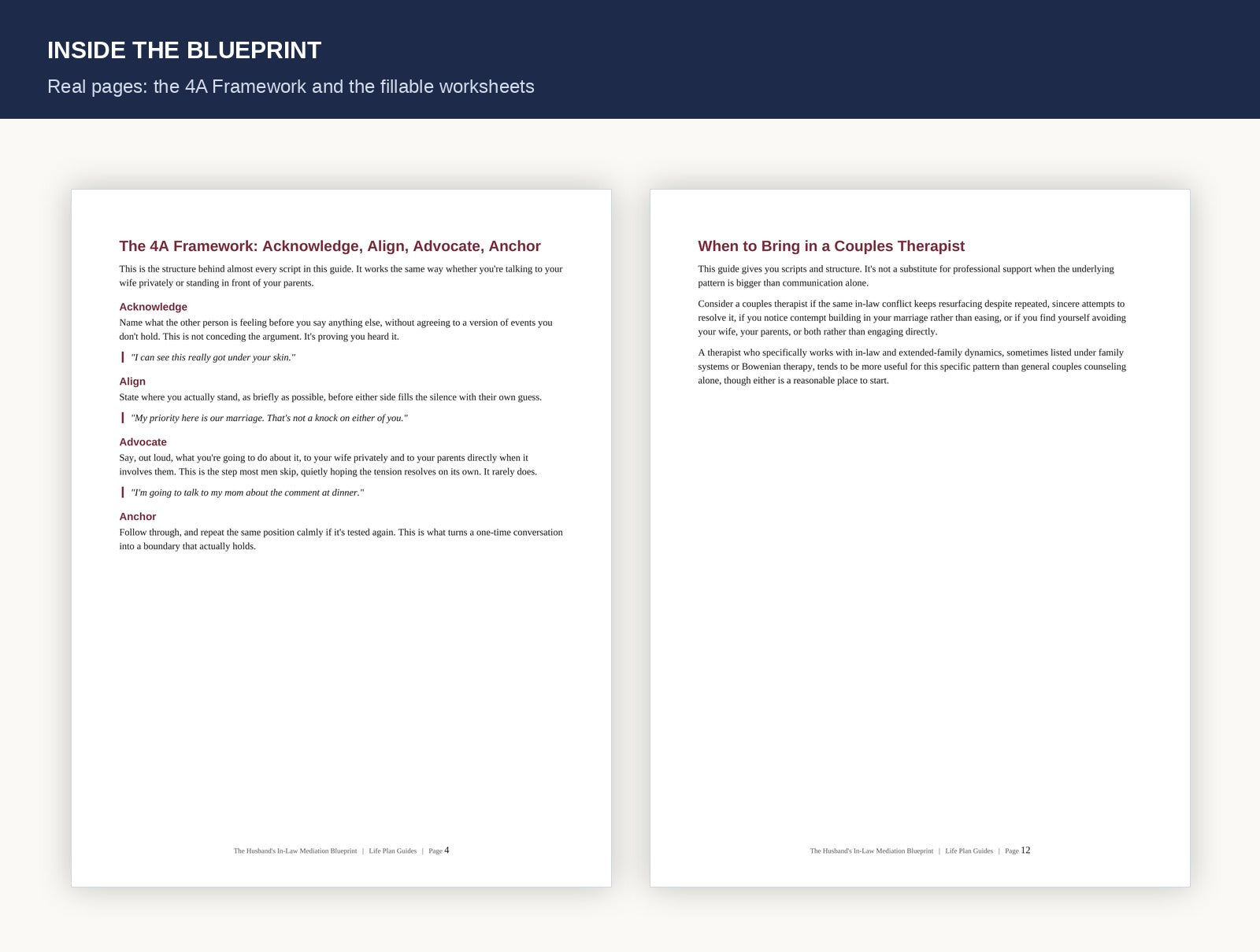 Inside preview of the In-Law Mediation Blueprint