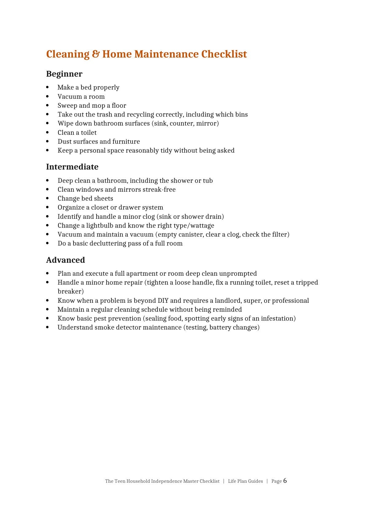Checklist interior page preview