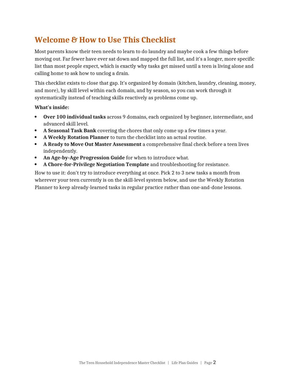 Checklist contents page preview