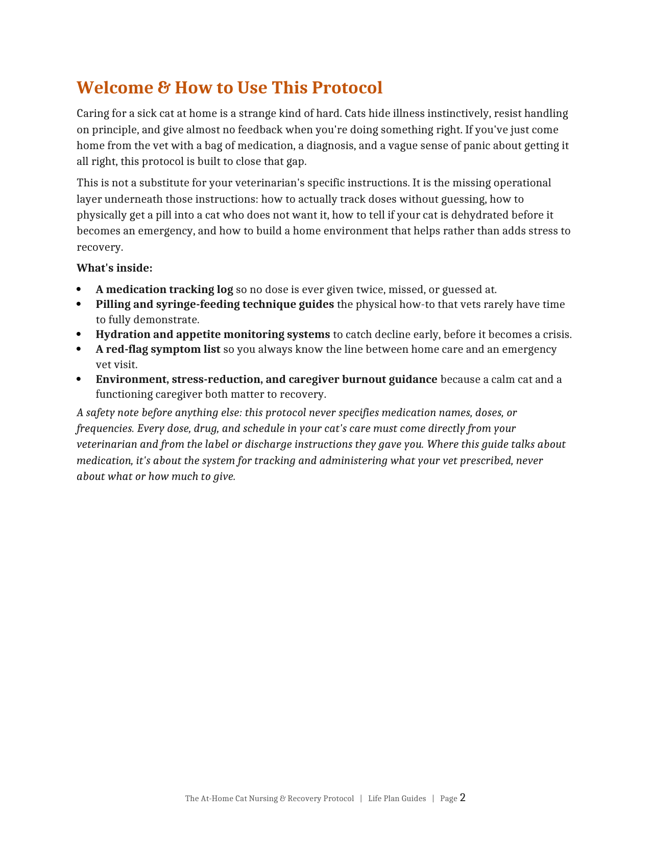 The At-Home Cat Nursing & Recovery Protocol, welcome and how to use page preview
